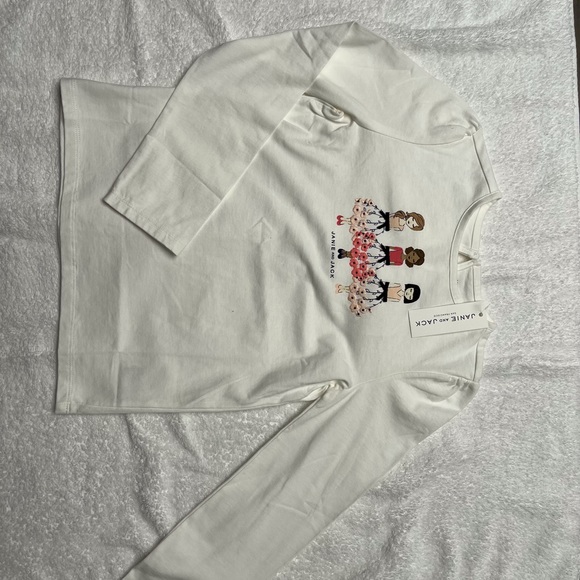 BRAND NEW Janie and Jack white long sleeve girls shirt three ballerinas print. - Picture 2 of 4